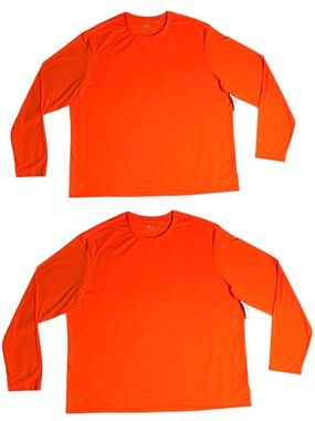 2 Athletic works bright orange dri-works long sleeve polyester blend Tee men 2XL